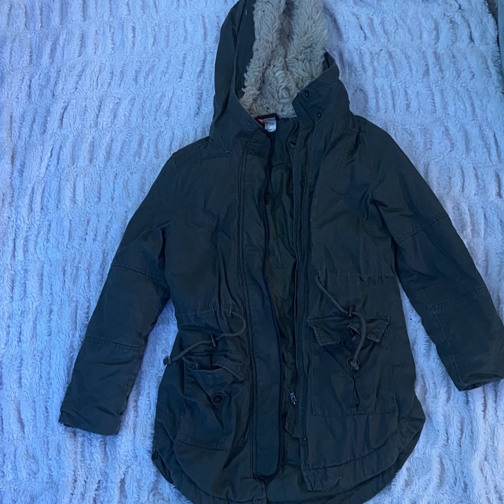 Hooded Parka Coat - Dark Green